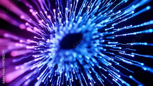 Glowing Particle Streams Flowing Toward Center Slow Motion