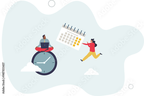 Characters planning work tasks,making schedule using calendar. Business and organization concept. character life .