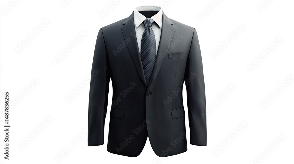 Dark suit, shirt, and tie isolated on white. Dark suit, shirt, and tie isolated on white.
