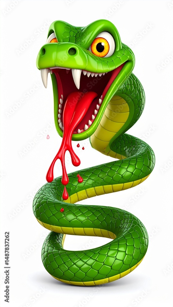 Fototapeta premium snake green background cartoon 
