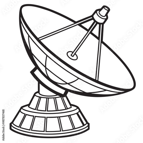 Line Art Illustration of a Satellite Dish Antenna