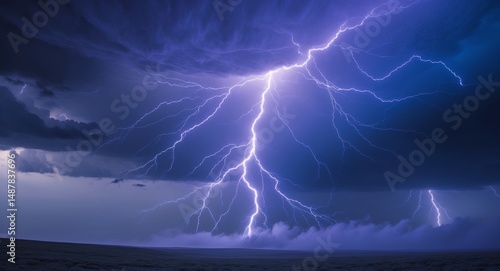 Wallpaper Mural Dramatic Lightning Storm over a Field. A Powerful Display of Natures Fury. Torontodigital.ca