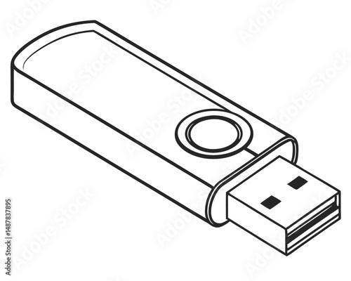 Simple Line Drawing of a USB Flash Drive