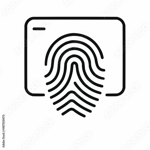 Outlined fingerprint over a screen — biometric authentication.
