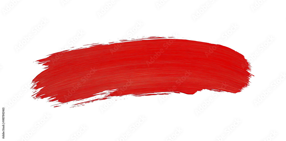 A red acrylic stain element on white background. with brush and paint texture hand-drawn. acrylic brush strokes abstract fluid liquid ink pattern