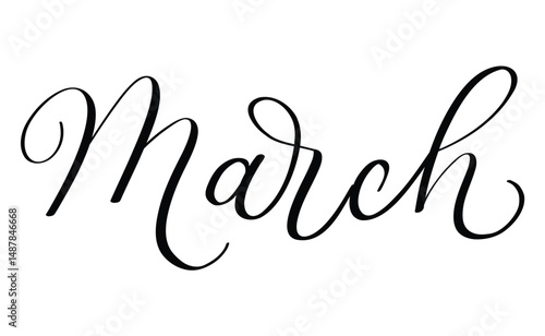March month written using calligraphic style