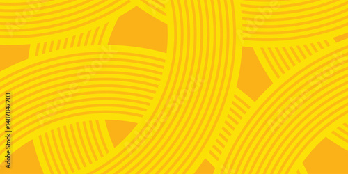 Pasta background, spaghetti abstract geometric pattern. Macaroni yellow poster. Wavy abstract pattern. Pasta vector illustration