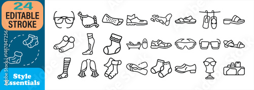Outlined fashion essentials illustration with editable stroke perfect for design projects and logos