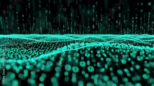 Falling Digital Numbers Slow Motion Abstract Data Stream