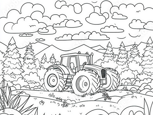 A tractor working in the fi...