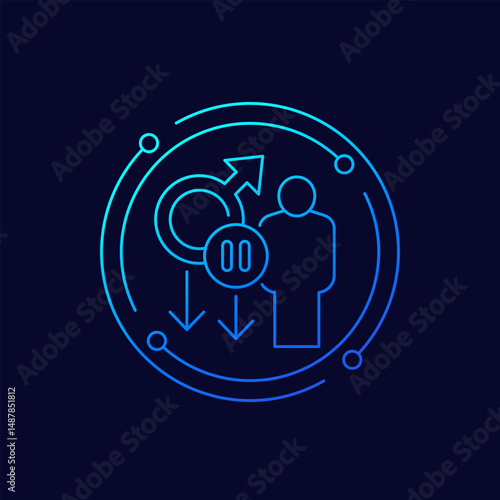 andropause or male menopause icon, linear design