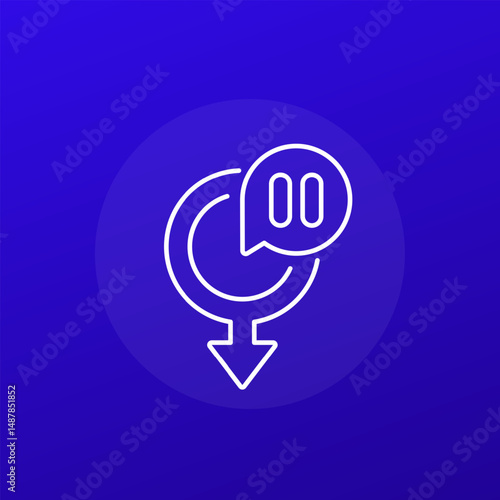andropause icon with male gender symbol, line design