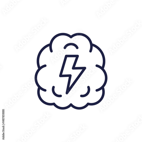 brain energy line icon on white