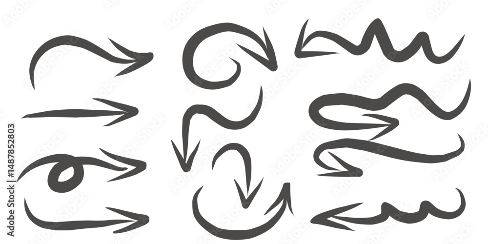 Obraz premium Hand drawn arrow vector icons set. sketch arrow design for business plan and education.
