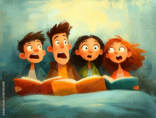 Crazy kids reading: Playful...