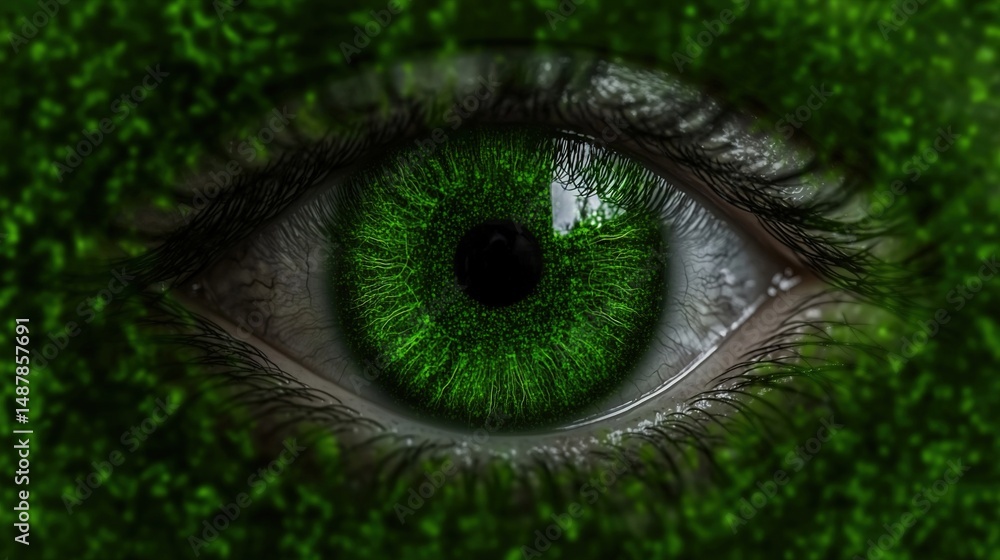 Obraz premium Green Eye with Nature Texture.
