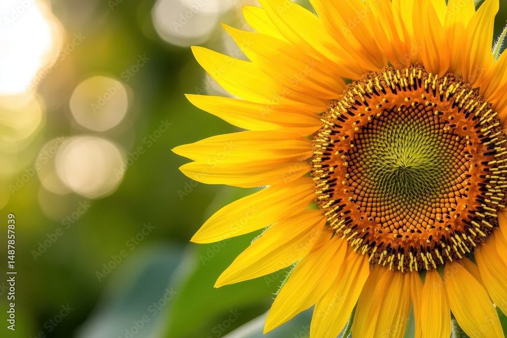 Obraz premium Intimate Sunflower Focus: Macro Petal Texture, Organic Growth in Bloom, Vibrant Flora Against a Natural Background