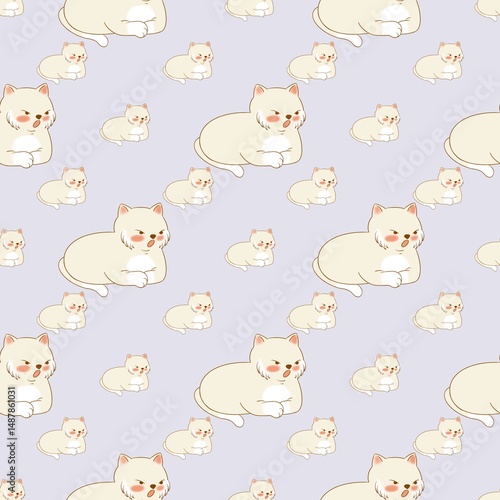 A cute fat cat is lying on the floor with its mouth open.