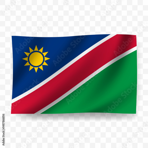 Waving flag of Namibia. Illustration of flag on transparent background Free Download Waving flag of Namibia. Illustration of flag on transparent background - GFXLoad