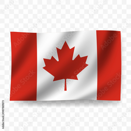 Waving flag of Canada. Illustration of flag on transparent background