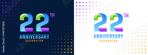 22th anniversary logo with colorful for business, wedding, greeting, background