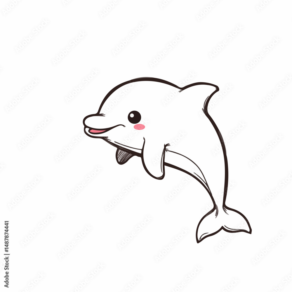 Fototapeta premium Happy dolphin illustration, for children's books