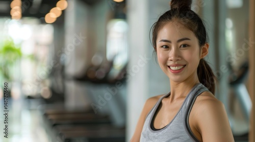 Free Download Fitness Trainer Smiling in a Gym Generative AI - GFXLoad