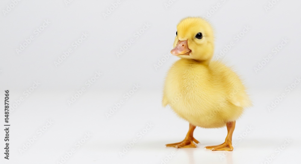 Fluffy yellow duckling stands proudly soft light. AI Generated Fluffy yellow duckling stands proudly soft light. AI Generated
