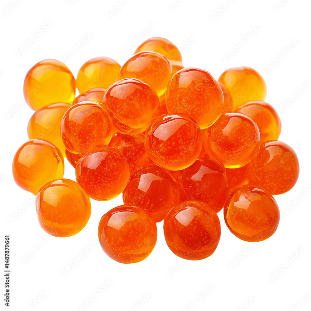 Fresh salmon roe isolated on white background