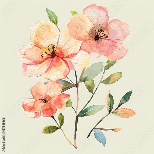 Wallpaper Mural Watercolor Floral Arrangement Illustration Torontodigital.ca