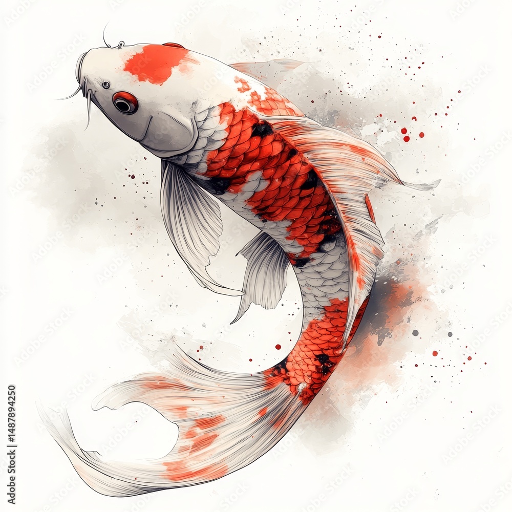 custom made wallpaper toronto digitalA fish with red and white stripes is swimming in the water