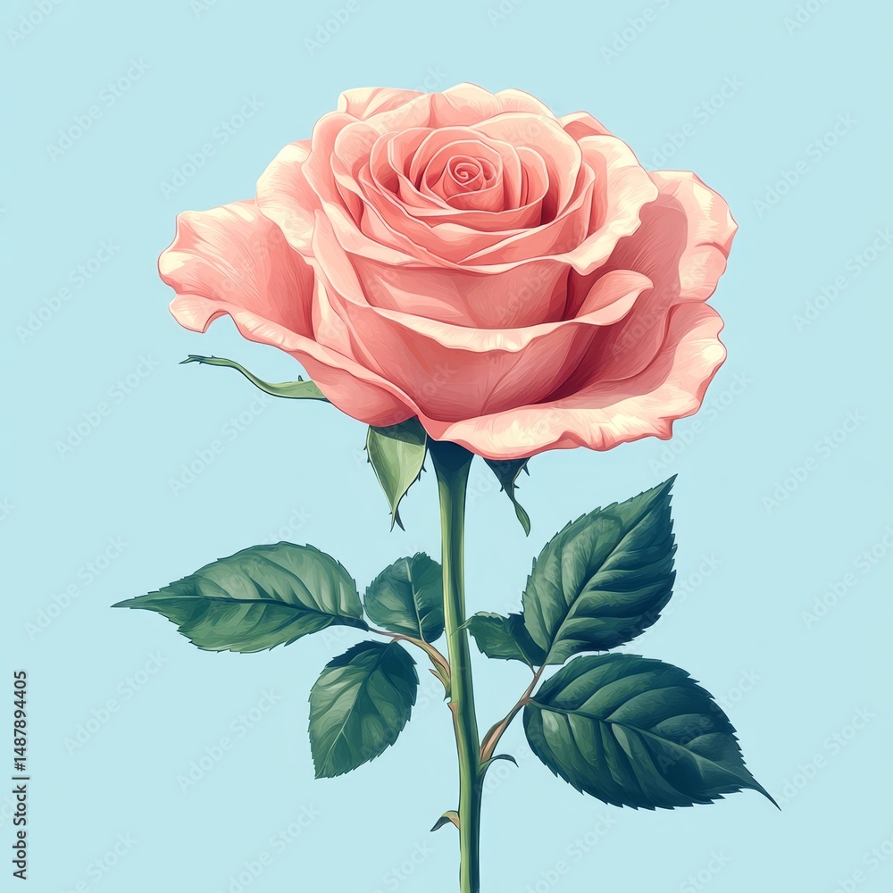 custom made wallpaper toronto digitalA pink rose is the main focus of the image, with its stem and leaves visible