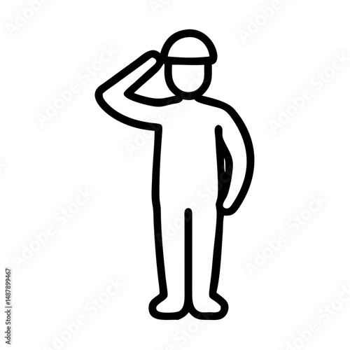 Saluting figure in uniform honoring Veterans Day in minimal style  