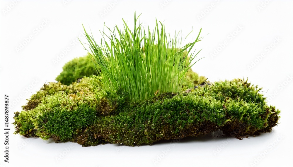Fototapeta premium green mose with grass growing isolated on transparent background