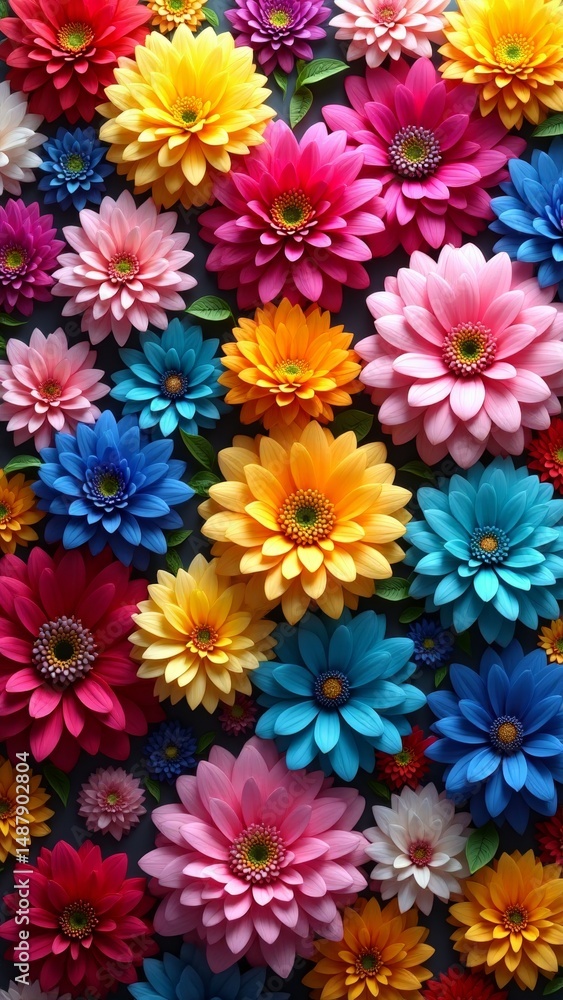 Fototapeta premium Brightly colored flowers in a close-up shot
