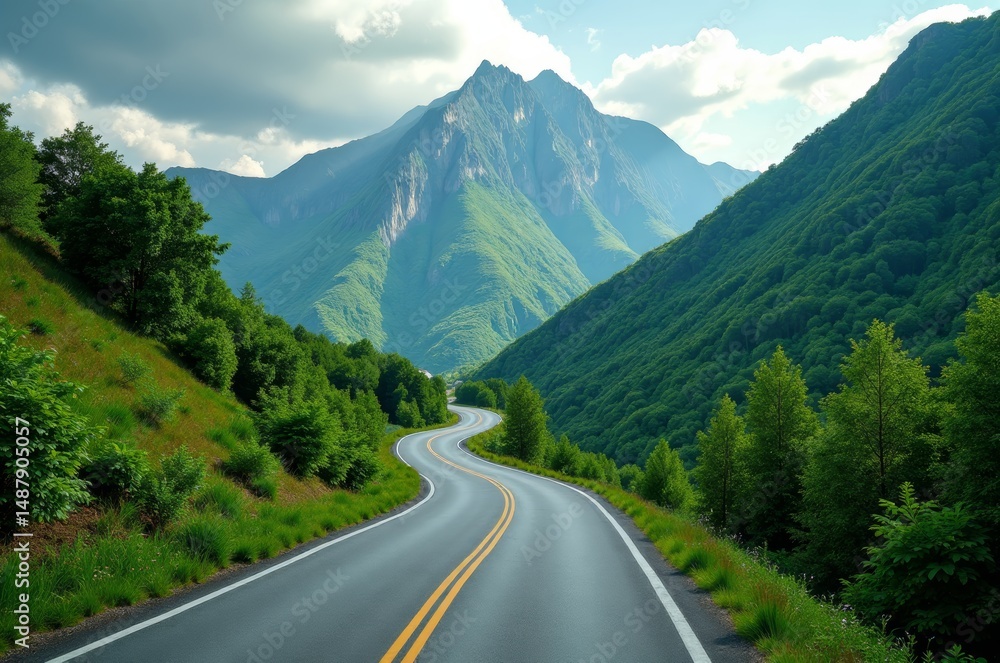 Fototapeta premium Epic mountain highway journey ahead