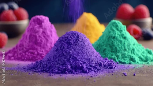 Vibrant Colors of Fine Colored Powders Displayed in Creative Arrangement for Art and Craft Projects
