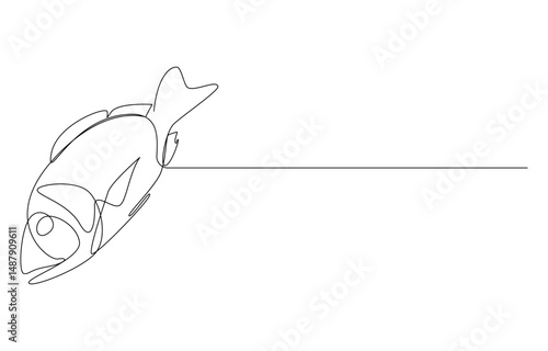 Red Snapper Fish one Continuous line drawing, threatened fish from the Atlantic Ocean