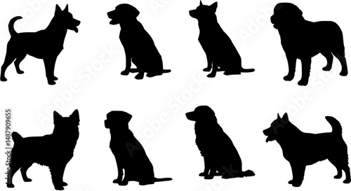 Dog Breeds silhouette set
