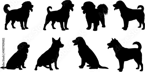 Dog Breeds silhouette set
