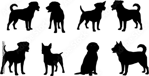 Dog Breeds silhouette set
