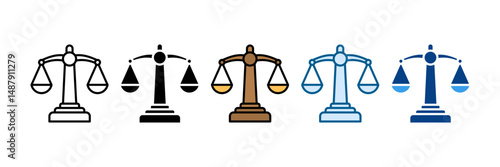 Law Scale Icon Set Multiple Style Collection