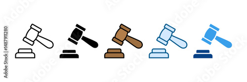 Regulation Hammer Icon Set Multiple Style Collection