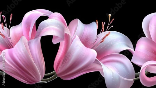 Elegant Pink Lilies with Soft Petals and Delicate Stamen Against a Subtle Background