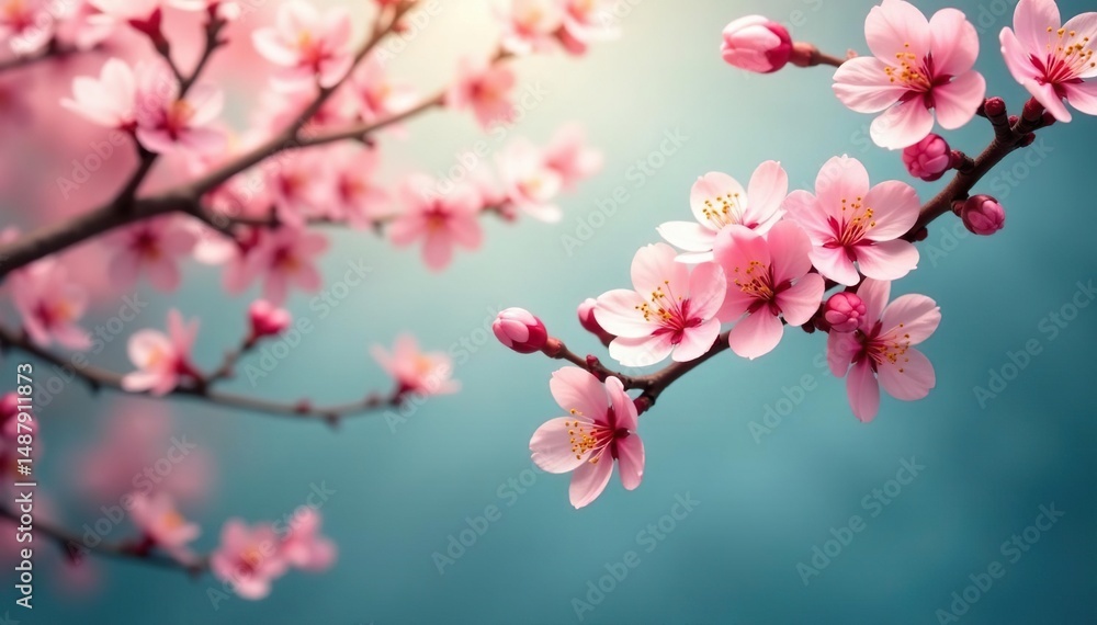 Obraz premium Gust of wind gently swaying flowering branches , outdoor, whimsical