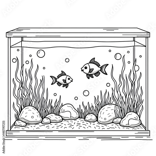 fish tank coloring page line art