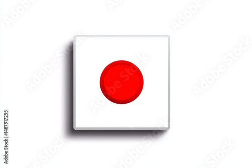 Free Download A flat vector of a red dot centered on a white square symbolizing simplicity and balance - GFXLoad