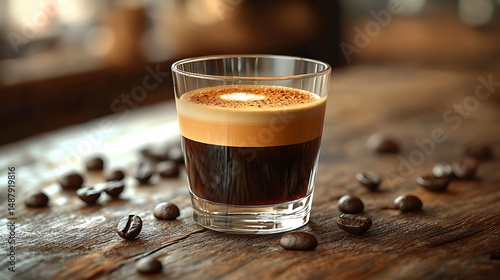 Espresso shot glass with creamy top high resolution picture