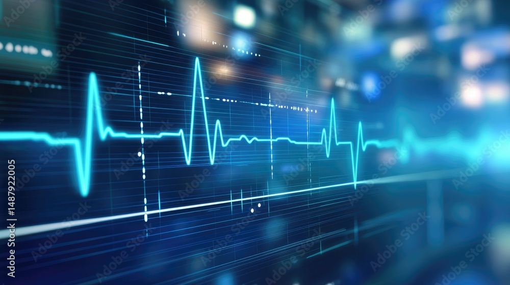 Medical diagnostic display showing a heartbeat tracing Medical diagnostic display showing a heartbeat tracing