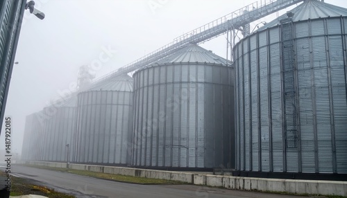 Wallpaper Mural Industrial Grain Silo Interior with Security Cameras in Misty Atmosphere Torontodigital.ca
